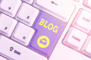 Poster - Word writing text Blog. Business photo showcasing regularly updated website web page run by individual