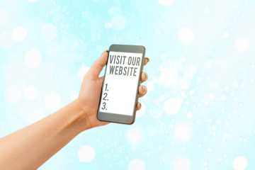 Poster - Writing note showing Visit Our Website. Business concept for visitor who arrives at web site and proceeds to browse