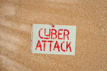 Poster - Word writing text Cyber Attack. Business photo showcasing An attempt by hackers to Damage Destroy a Computer System Corkboard color size paper pin thumbtack tack sheet billboard notice board