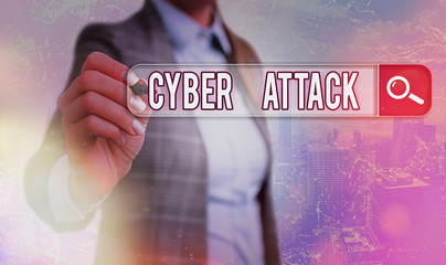 Poster - Conceptual hand writing showing Cyber Attack. Concept meaning An attempt by hackers to Damage Destroy a Computer System
