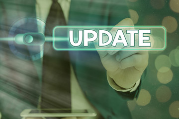 Poster - Writing note showing Update. Business concept for make something more modern or up to date like software programs