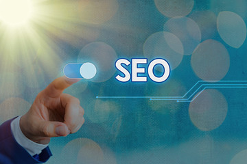 Poster - Conceptual hand writing showing Seo. Concept meaning incredibly effective way to market your near business online