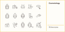 Cosmetology Line Icon Set. Body, Lips, Cream, Face, Depilation. Beauty Care Concept. Can Be Used For Topics Like Beauty Salon, Skin Care, Cosmetologist, Cosmetics