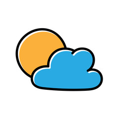 Poster - sun and clouds hand drawn icon vector design