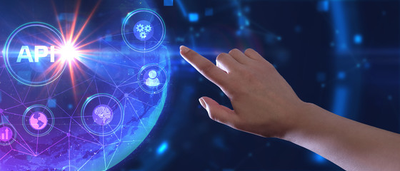 API - Application Programming Interface. Software development tool. Business, modern technology, internet and networking concept.