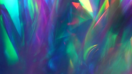 Wall Mural - Holographic neon purple abstract background. The surface of the crystals and prism. Sparkling highlights and rainbow colors