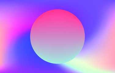 Poster - Colorful gradient sphere on iridescent holographic background . Surreal vivid blurred backdrop and wallpaper.