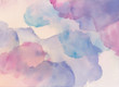 watercolor background in blue pink and purple colors, soft pastel color splash and blotches with fringe bleed painting in abstract clouds shapes with paper texture