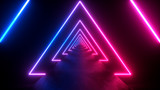 neon light shapes on black background,rainbow colors, empty space, 80's retro style, fashion show stage, abstract background, 3d rendering,conceptual image.