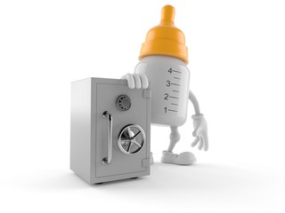 Wall Mural - Baby bottle character with safe