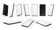 © SpicyTruffel - Realistic smartphone. Mobile phone mockup with blank screen in different isometric perspective. Vector illustration isolated 3D cellphone from different sides set isolated on white background