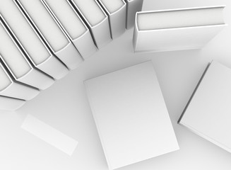 Poster - template empty book mockup set white background , 3d rendering	
