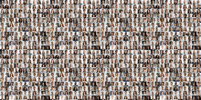 Hundreds Of Multiracial People Crowd Portraits Headshots Collection, Collage Mosaic. Many Lot Of Multicultural Different Male And Female Smiling Faces Looking At Camera. Diversity And Society Concept.