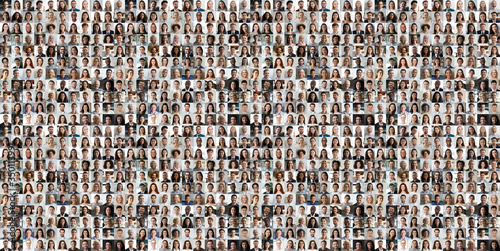 Cuadros en Lienzo Hundreds of multiracial people crowd portraits headshots collection, collage mosaic