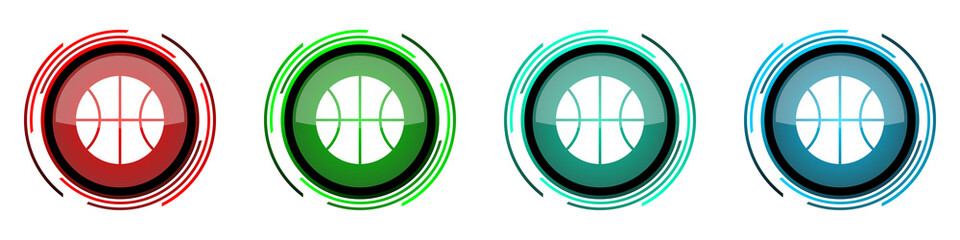 Leinwandbilder - Ball round glossy vector icons, set of buttons for webdesign, internet and mobile phone applications in four colors options isolated on white background