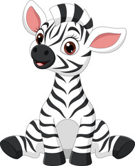 Poster - Cute baby zebra cartoon sitting