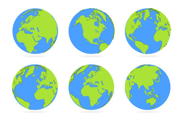 Canvas Print - Earth globe 3d icons. earth hemispheres with continents. World map set. Vector illustration EPS 10