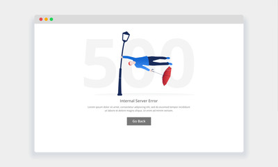 Wall Mural - modern flat design concept of man gets blown away by a storm for website and mobile website. empty s