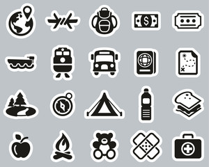 Sticker - Refugees & Migrants Icons Black & White Sticker Set Big