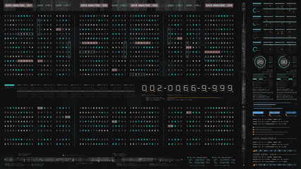 Aufkleber - Futuristic hi-tech graphic user interface head up display with digital code and data info graphic telemetry information display for desktop screen background