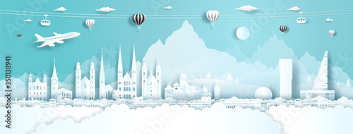 Photographie Travel panorama to switzerland top world famous palace and castle