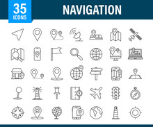 Navigation And Map Line Icons Set. Vector Stock Illustration.