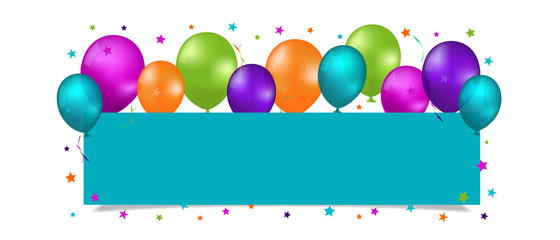 Party Banner With Balloons And Copy Space - Colorful Vector Illu