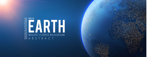Wall Mural - eath planet in space with lights. realistic universe. cosmos background.