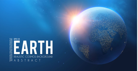 Wall Mural - eath planet in space with lights. realistic universe. cosmos background.
