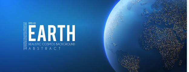 Wall Mural - eath planet in space with lights. realistic universe. cosmos background.