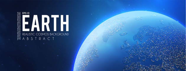 Wall Mural - eath planet in space with lights. realistic universe. cosmos background.
