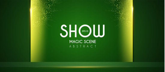 Wall Mural - empty scene with golden light. showcase and fashion design.