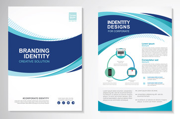 Template vector design for Brochure, Annual Report, Magazine, Poster, Corporate Presentation, Portfolio, Flyer, layout modern with  blue color size A4, Front and back, Easy to use and edit.