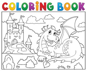 Poster - Coloring book lying dragon theme 2