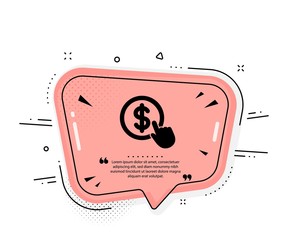 Poster - hand click icon. quote speech bubble. currency exchange sign. cursor pointer symbol. to pay or get m