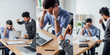 © LIGHTFIELD STUDIOS - Collage of african american businessman pointing with finger and quarreling at colleague in office