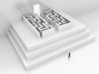 Poster - Maze concept, challenge and human choices theme. Original 3d rendering