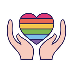 Poster - lgtbi heart over hands fill style icon vector design