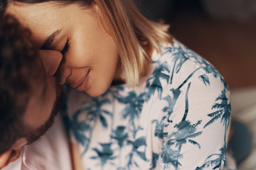 Closeup portrait of lovers. Soft focus image