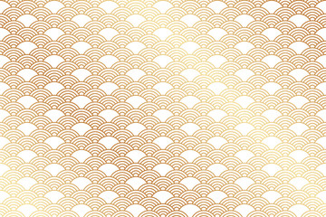 Canvas Print - Seamless pattern in chinese style. White oriental background with golden waves.