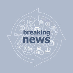 Poster - Text Breaking news. News and press concept . Icon and button set