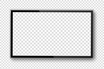 Leinwandbilder - TV screen. Realistic 4k ultra hd monitor. Blank black tv screen. Modern high definition television. LCD vector display isolated on transparent background