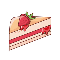 Sticker - portion of birthday cake on white background