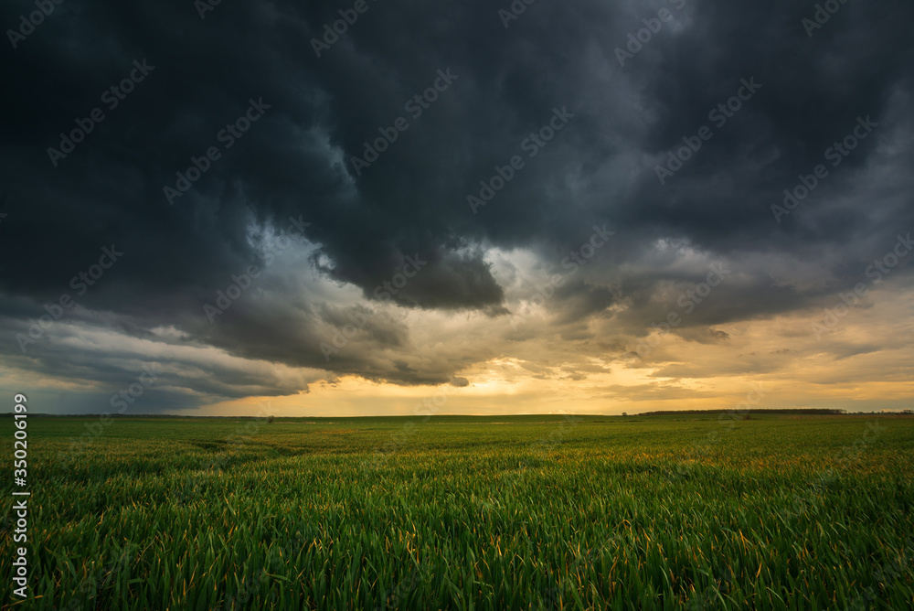 Storm clouds , dramatic dark sky over the rural field landscape Stock ...