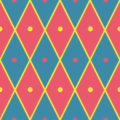 Harlequin vintage or argyle seamless pattern. Vector texture of rhombuses