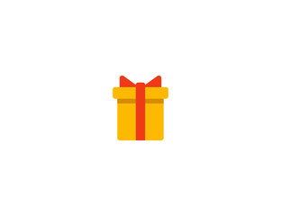 Gift box vector flat icon. Isolated Wrapped Gift, Birthday, Christmas present emoji illustration 