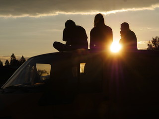 people on a car