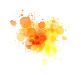 Wall Mural - Orange colored splash watercolor paint blot - template for your designs. Grunge paint imitation splash background.