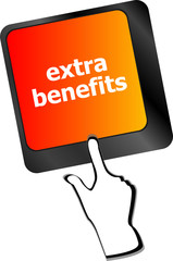 Poster - extra benefits button on keyboard - business concept