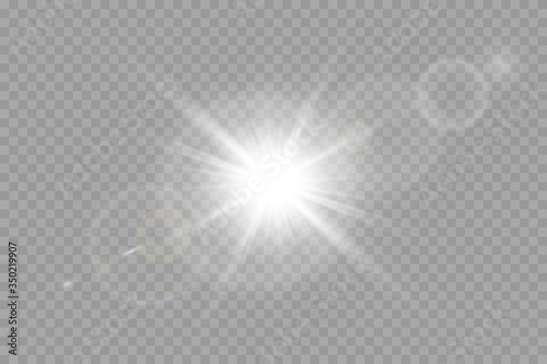 Fotomural Vector transparent sunlight special lens flare light effect.